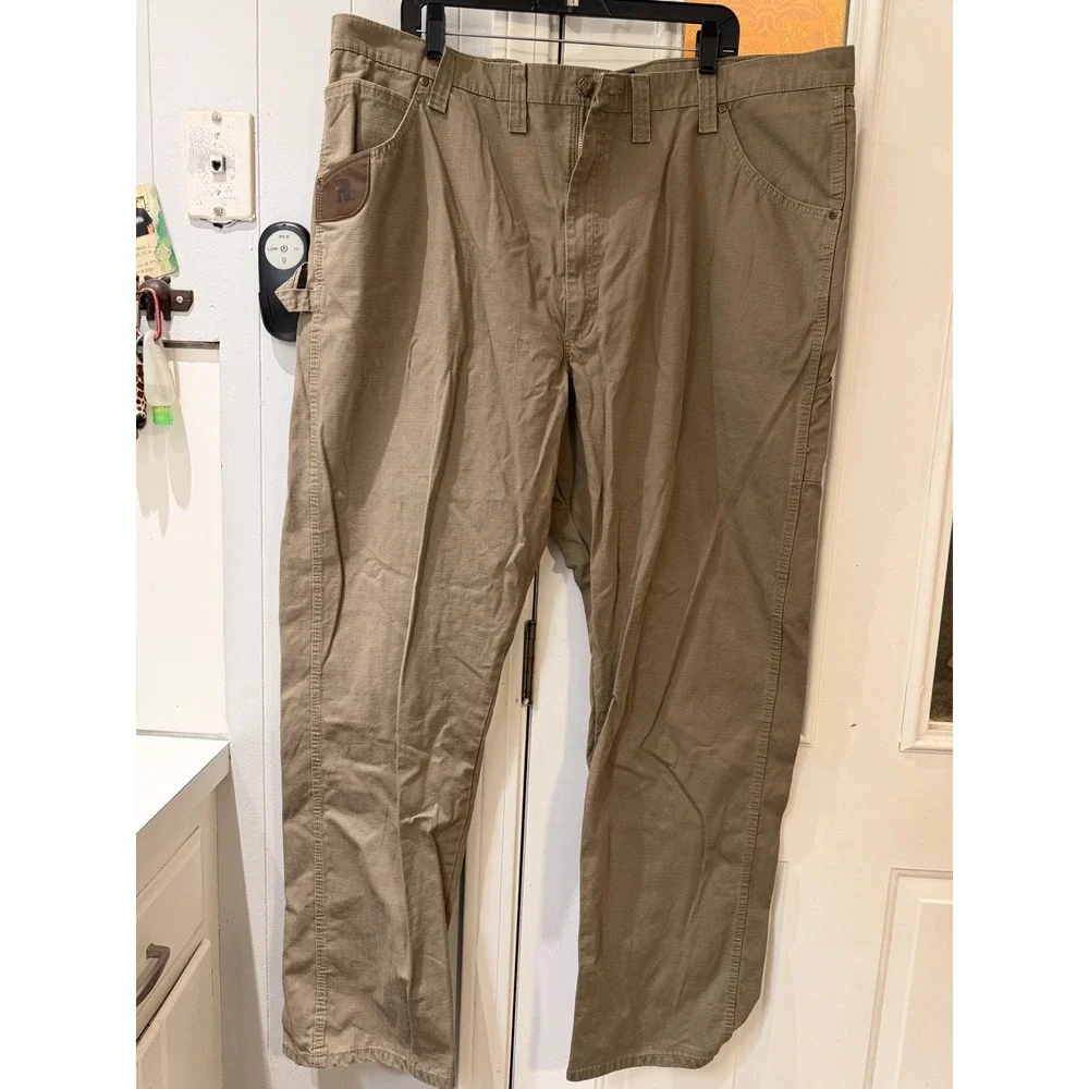 Wrangler Riggs Workwear Carpenter Pants Tan Ripstop Utility Trousers Mens